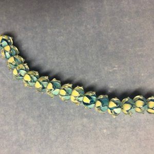 Turquoise, Yellow and Clear Lampwork Beads, 15 pieces 10mm